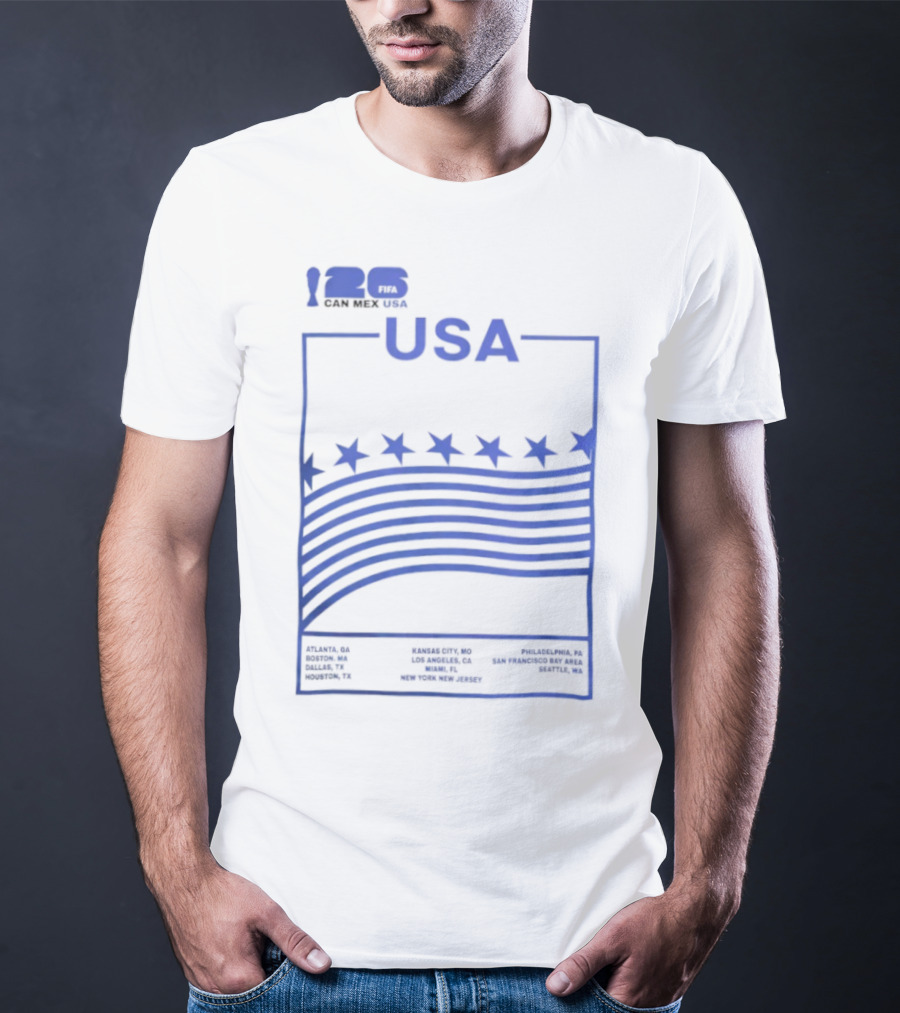 FIFA World Cup 2026 Host USA CAN MEX Stars Flags T-Shirt