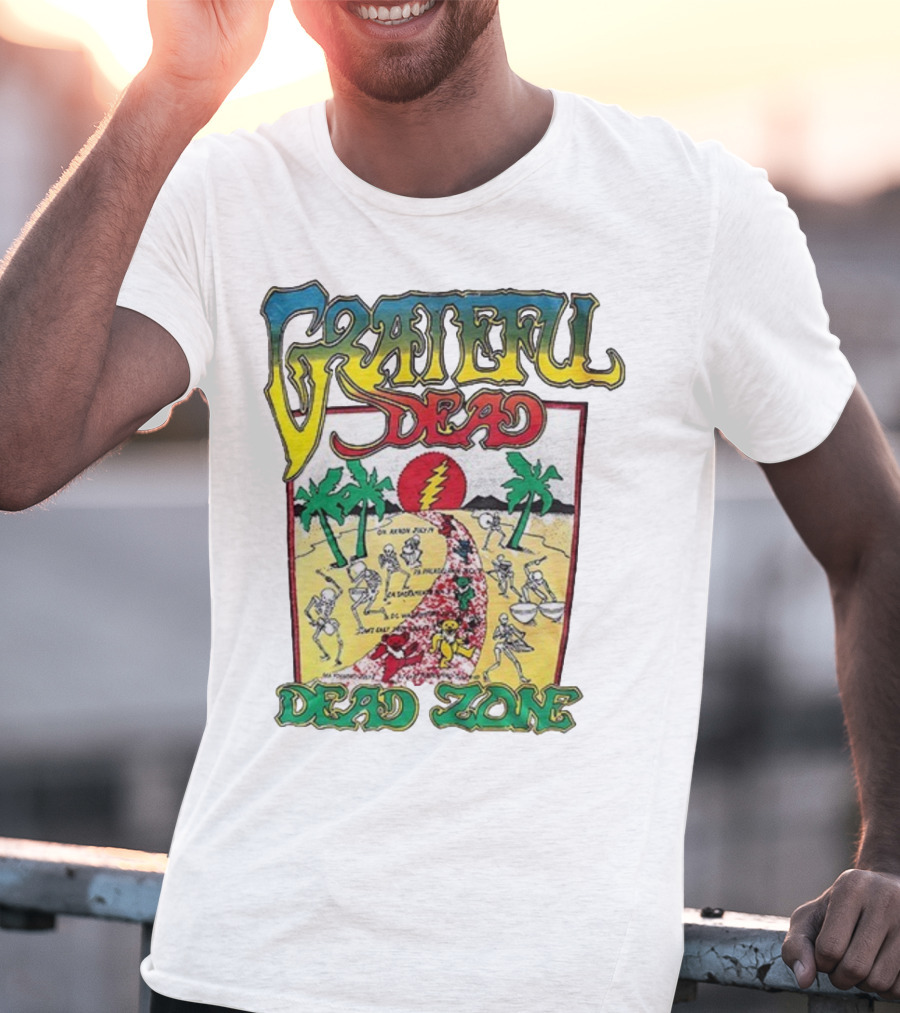 Grateful Dead Skeleton Dead Zone With Desert Scene And Dates T-Shirt