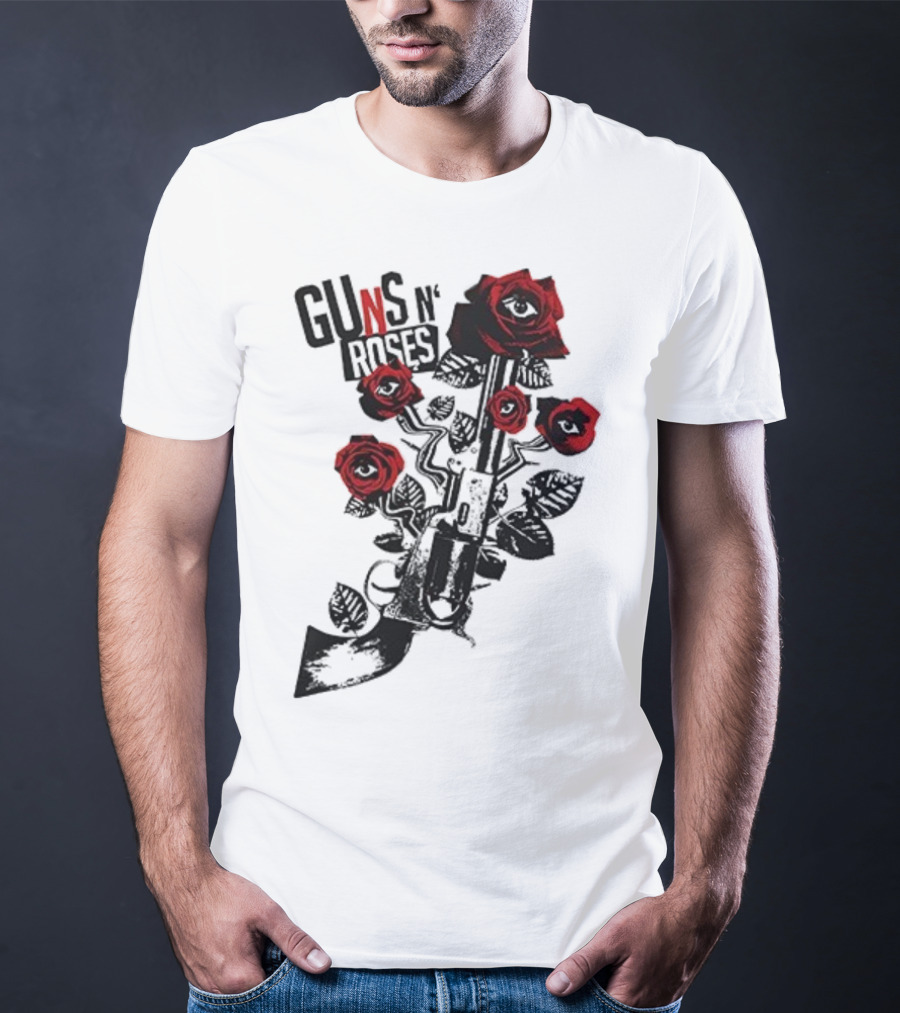 Guns N’ Roses 2025 World Tour Warsaw Red Roses And Pistols T-Shirt