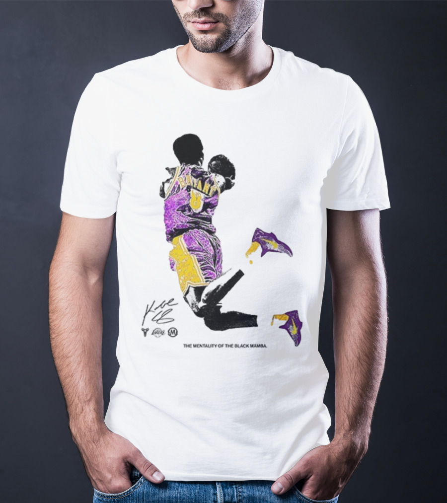Los Angeles Lakers Kobe Bryant Black Mamba Mentality Purple Gold Signature 8 T-Shirt