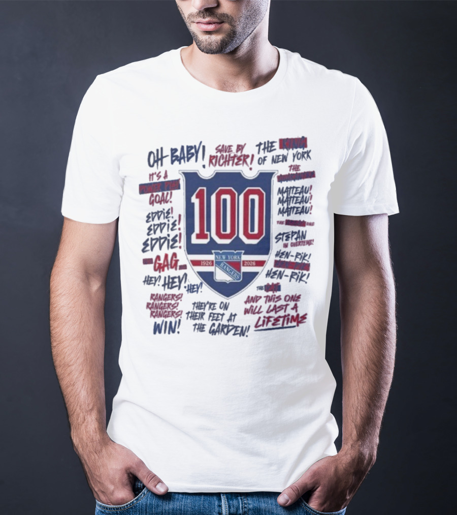 New York Rangers We Bleed Blue Centennial 100th Anniversary 1926-2026 NY Hockey Heritage T-Shirt