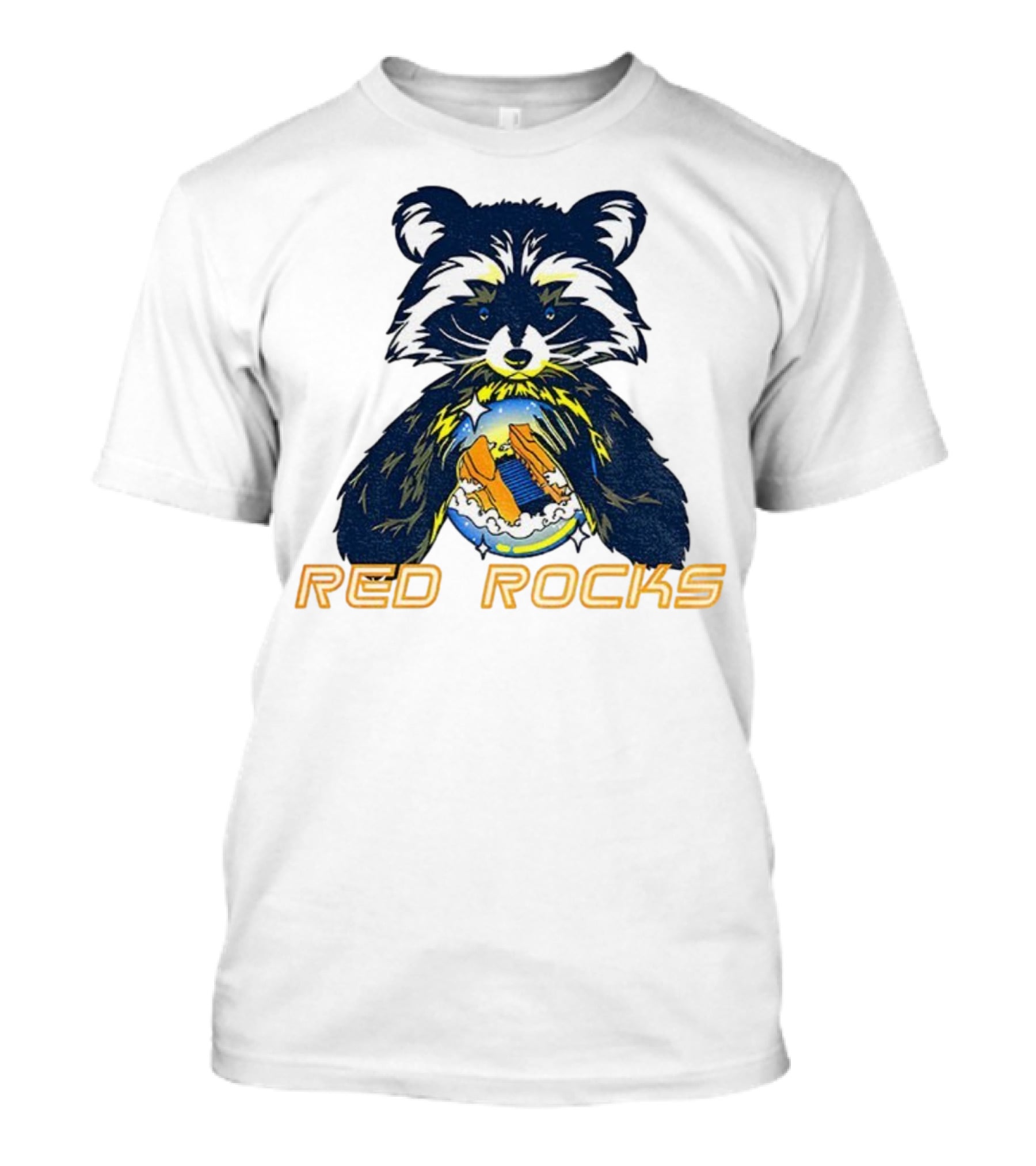 Red Rocks Raccoon Crystal Ball Graphic Tee T-Shirt