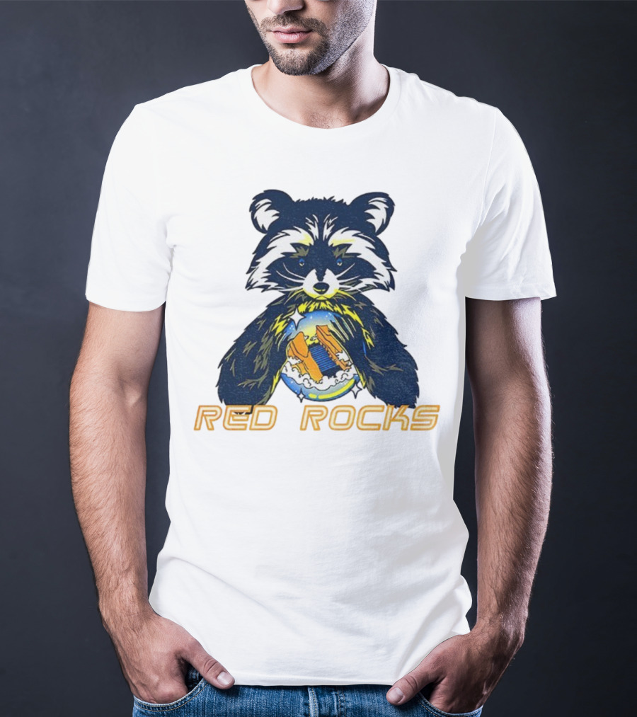 Red Rocks Raccoon Crystal Ball Graphic Tee T-Shirt