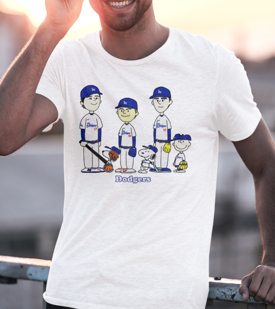 Dodgers Snoopy Peanuts Yoshinobu Yamamoto Shohei Ohtani Tommy Edman MLB Baseball T-Shirt