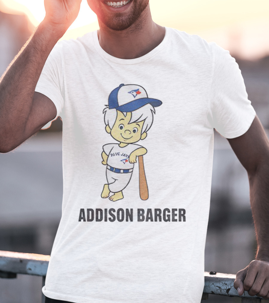 Toronto Blue Jays Addison Barger Illustration With Bat And Cap T-Shirt