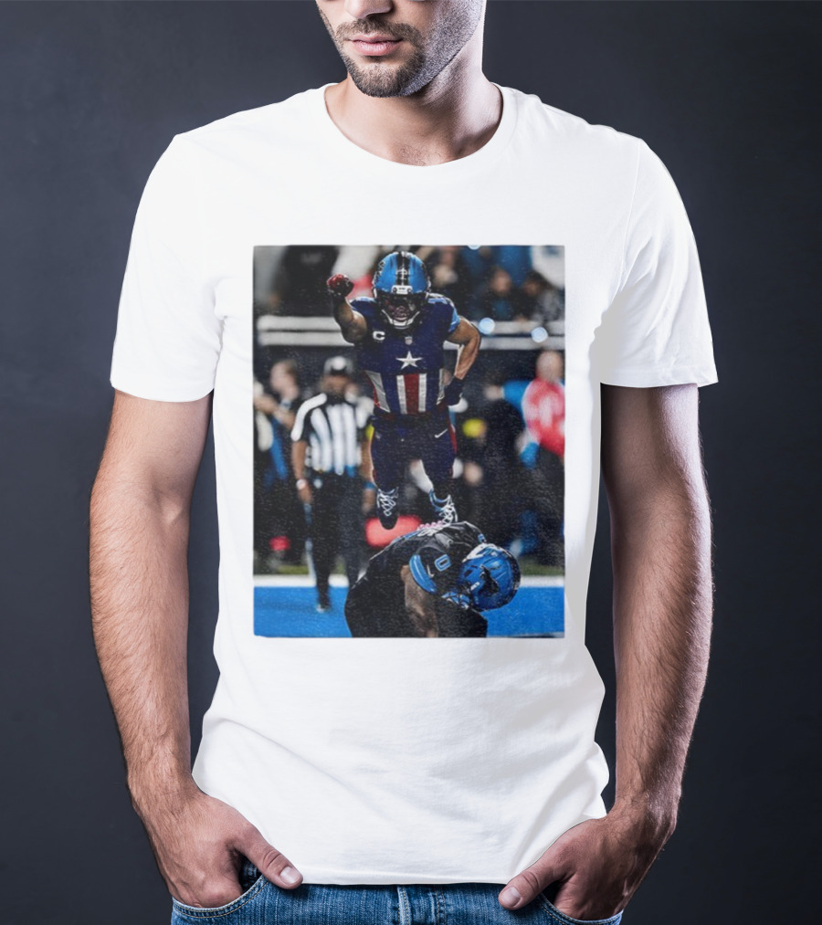 Detroit Lions Amon Ra St Brown Jahmyr Gibbs Captain America Spider-Man NFL Football T-Shirt