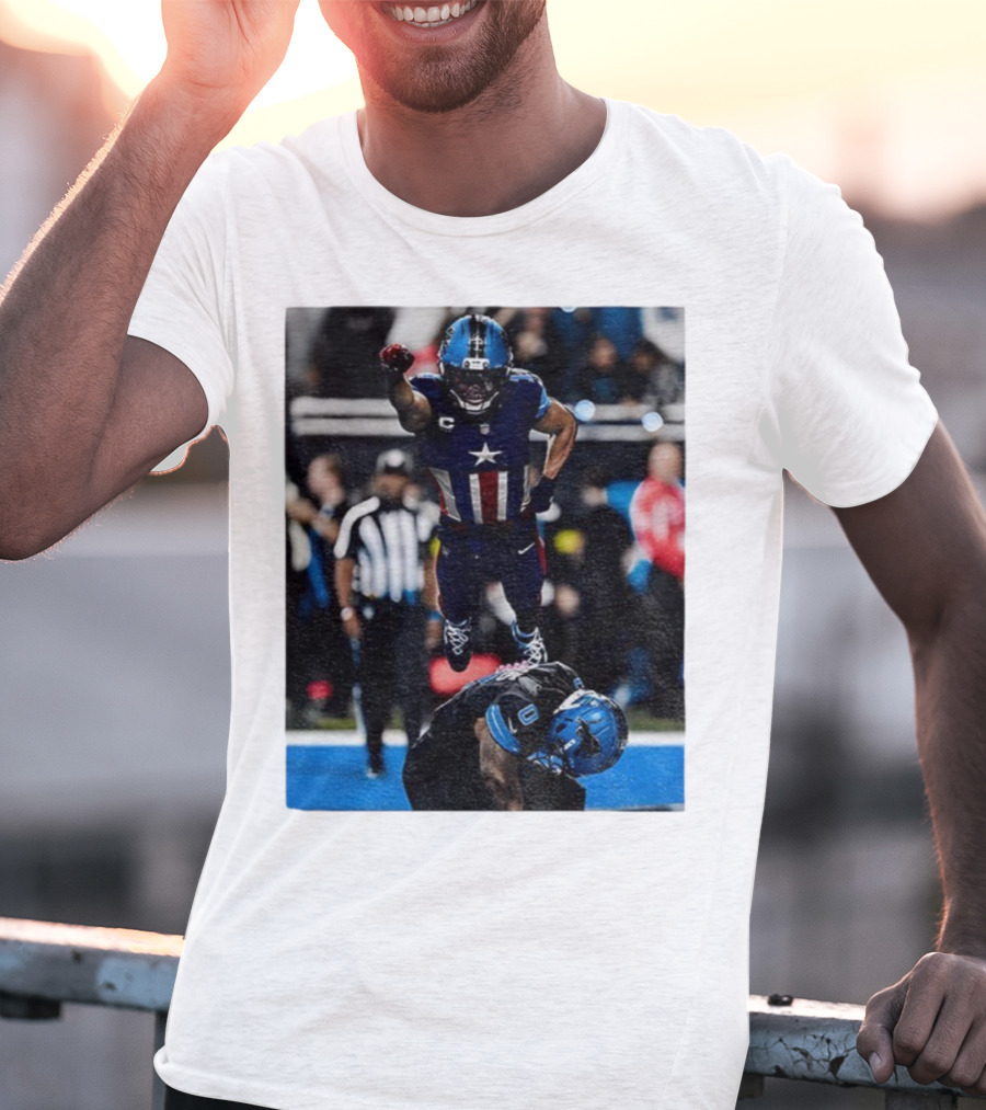 Detroit Lions Amon Ra St Brown Jahmyr Gibbs Captain America Spider-Man NFL Football T-Shirt