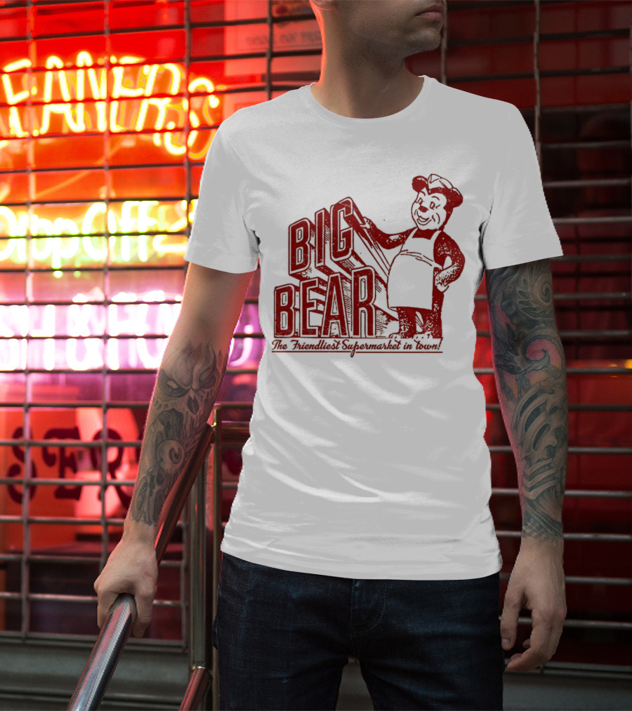 Big Bear The Friendliest Supermarket In The Town San Diego Retro Chef Logo T-Shirt