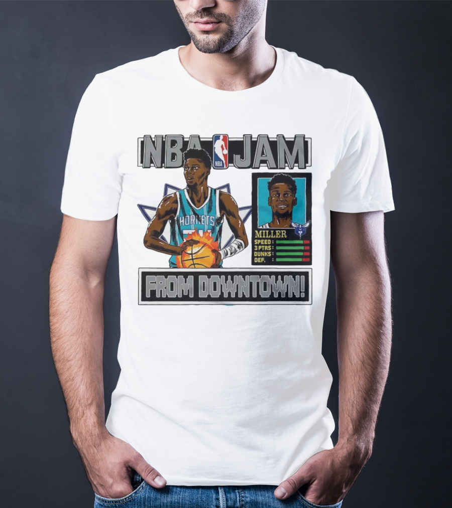 NBA Jam Brandon Miller Charlotte Hornets From Downtown Classic Video Game T-Shirt