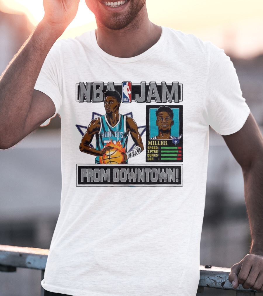 NBA Jam Brandon Miller Charlotte Hornets From Downtown Classic Video Game T-Shirt