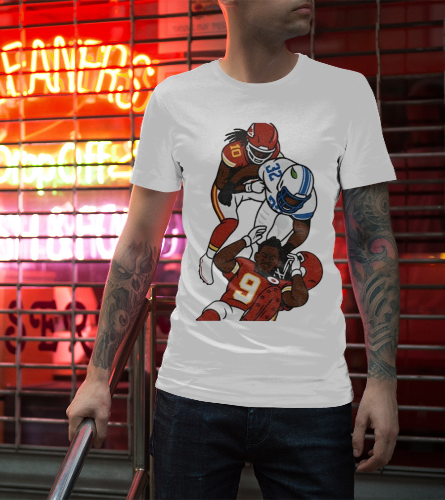 Brian Branch Tackle On Juju Smith-Schuster Detroit Lions Chiefs Football Art T-Shirt