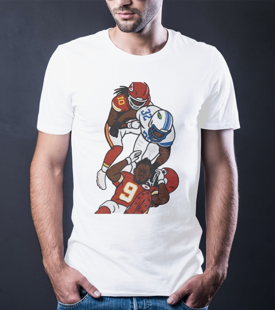 Brian Branch Tackle On Juju Smith-Schuster Detroit Lions Chiefs Football Art T-Shirt