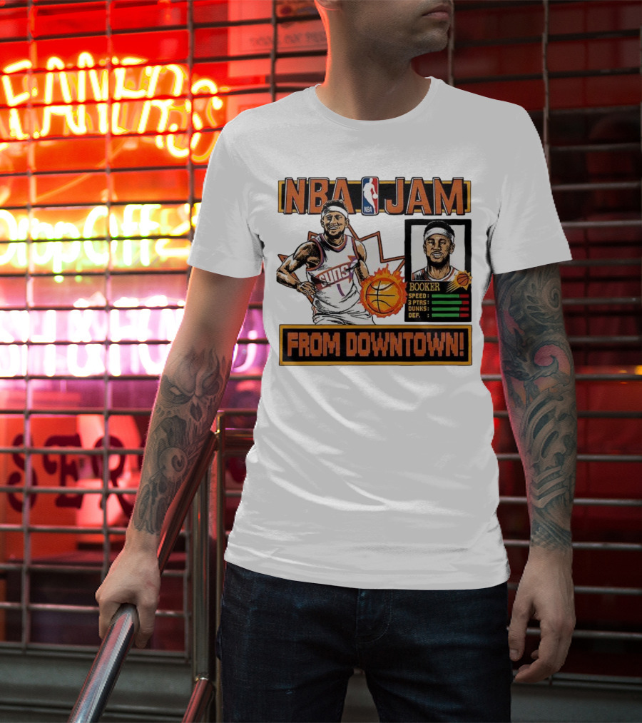 NBA Jam Devin Booker Suns From Downtown Classic Video Game T-Shirt