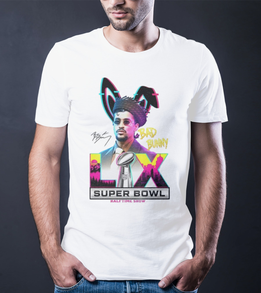 Bad Bunny Super Bowl LVI Halftime Show Signature NFL Icon T-Shirt