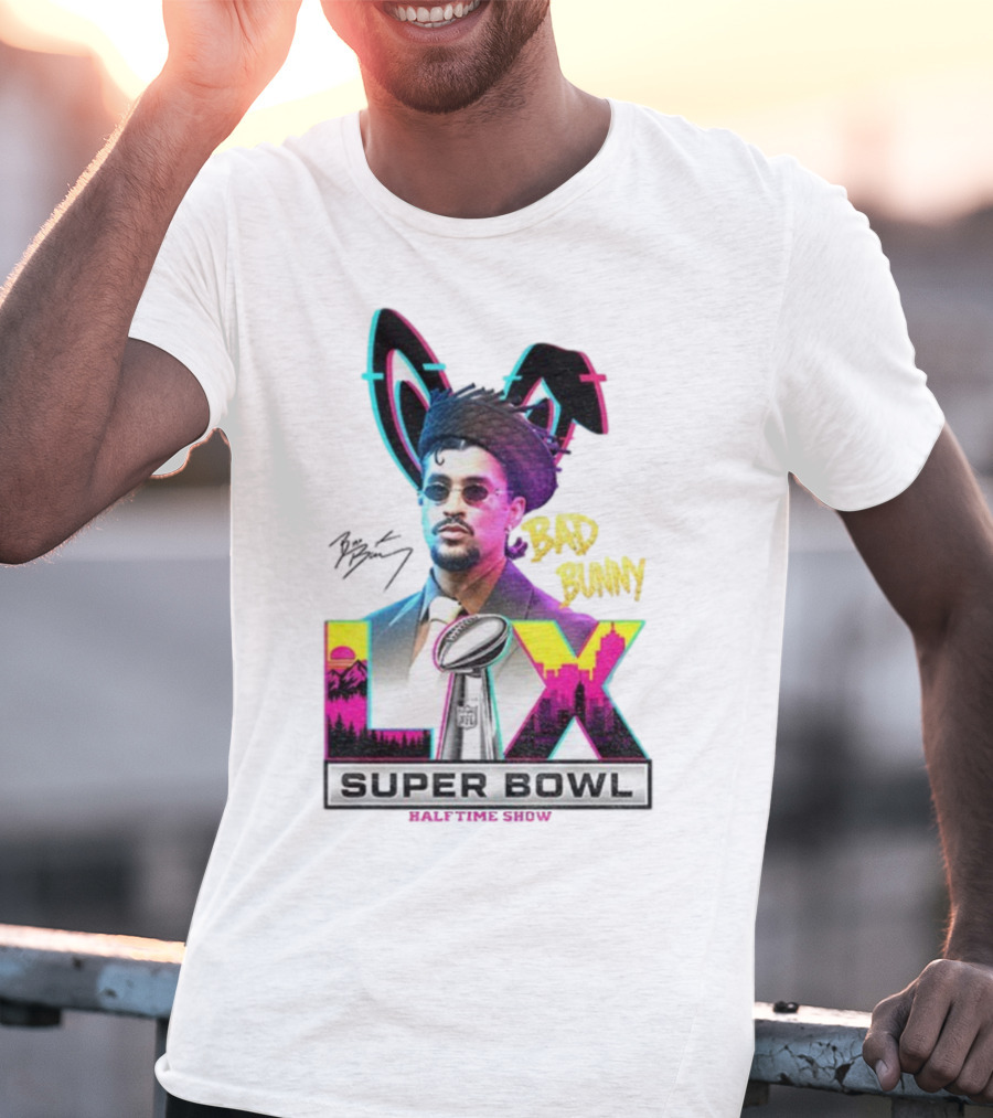 Bad Bunny Super Bowl LVI Halftime Show Signature NFL Icon T-Shirt