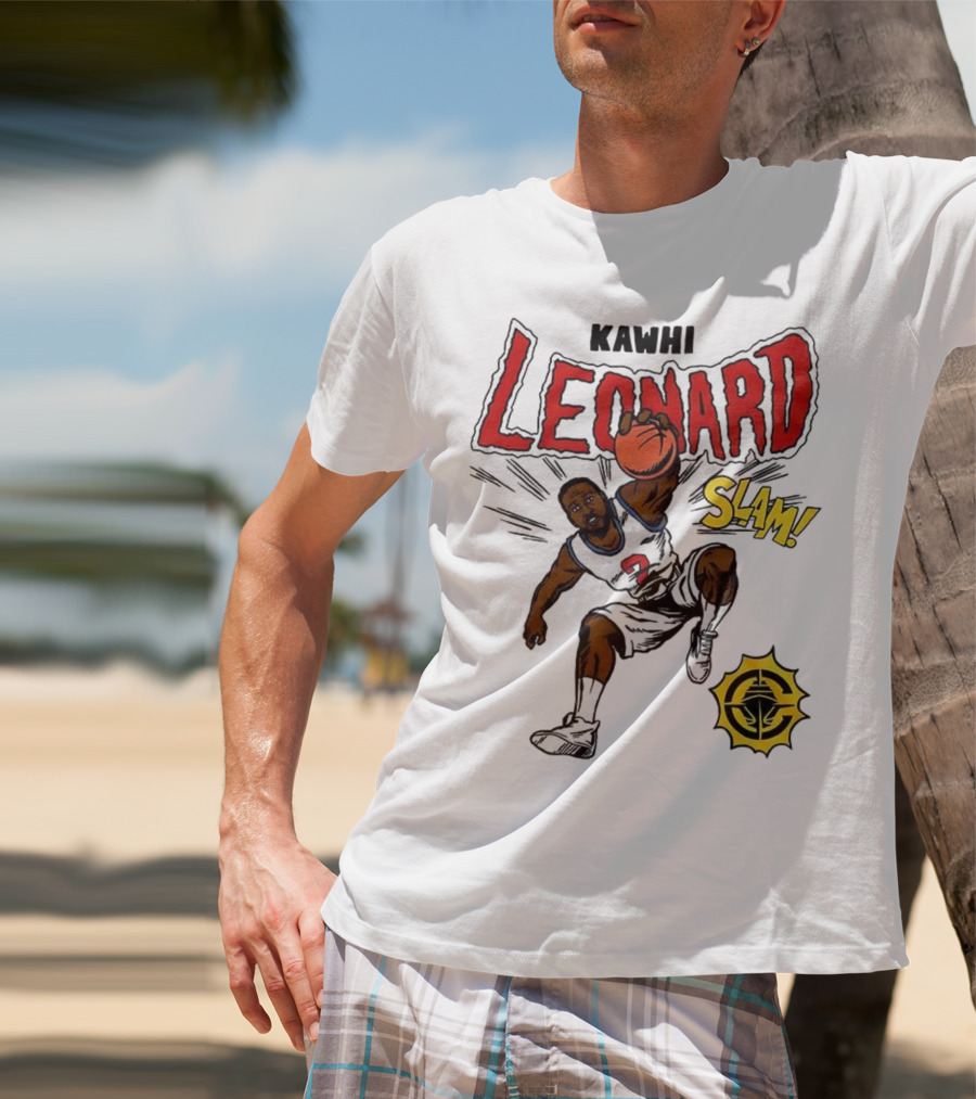 Kawhi Leonard Clippers Slam Comic Book Style Dunk Action T-Shirt