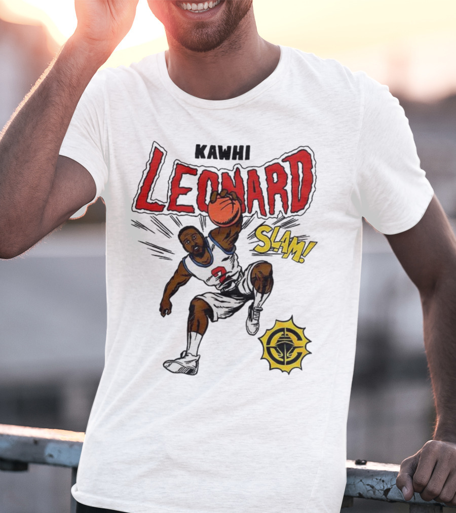 Kawhi Leonard Clippers Slam Comic Book Style Dunk Action T-Shirt