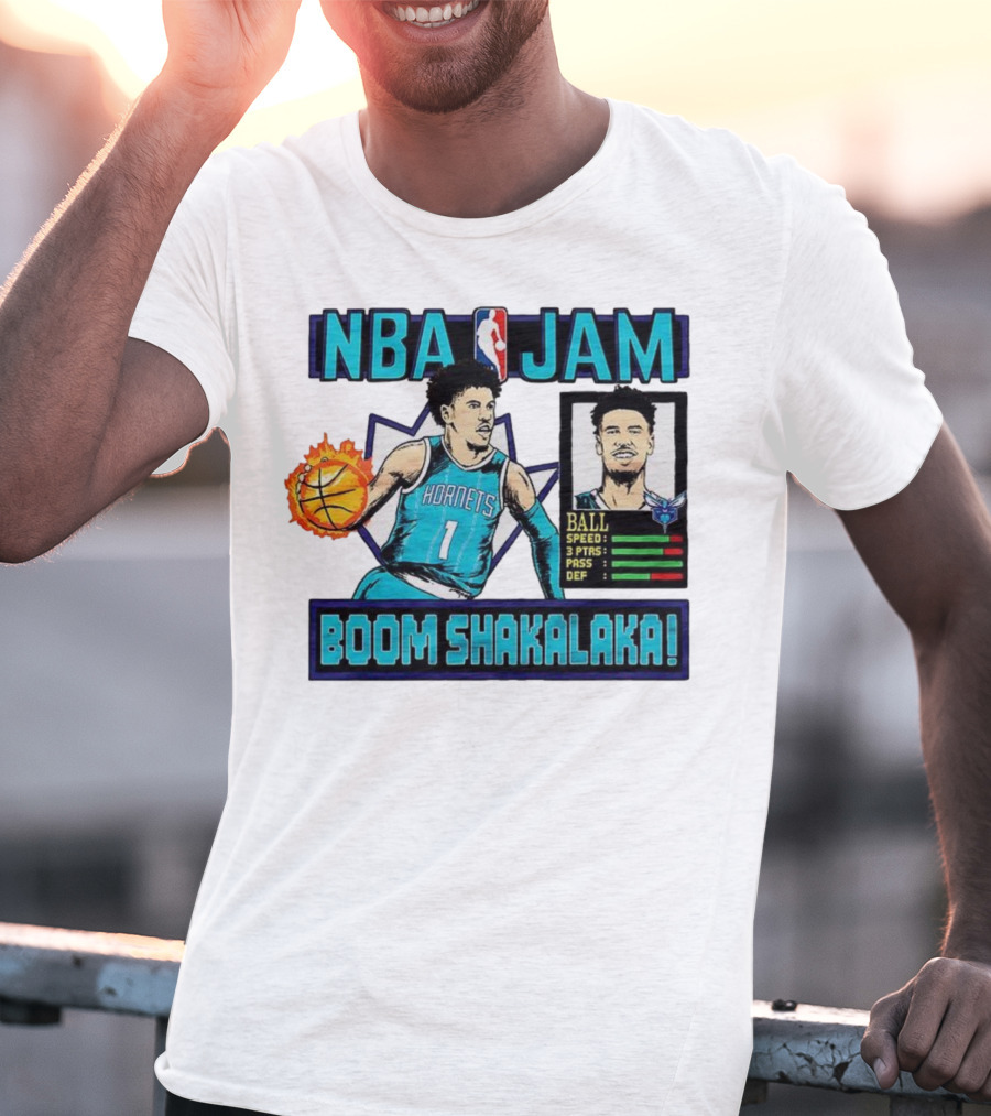 NBA Jam LaMelo Ball Charlotte Hornets Boom Shakalaka Classic Video Game T-Shirt