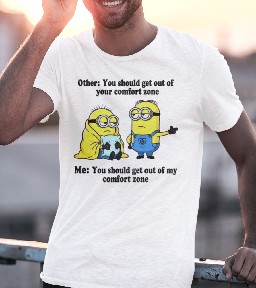 Minion Comfort Zone Quote With Blanket And Pajamas T-Shirt