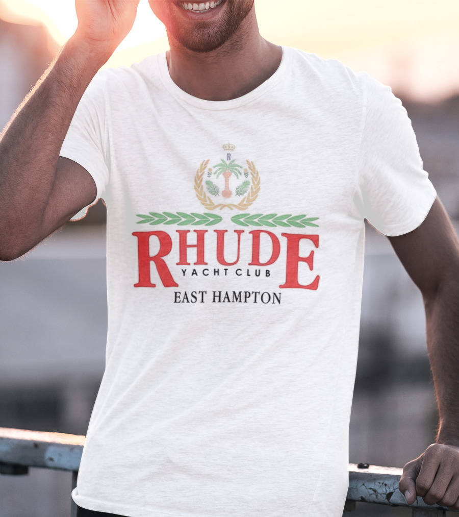 RHUDE Yacht Club East Hampton Emblem With Laurel And Anchor T-Shirt