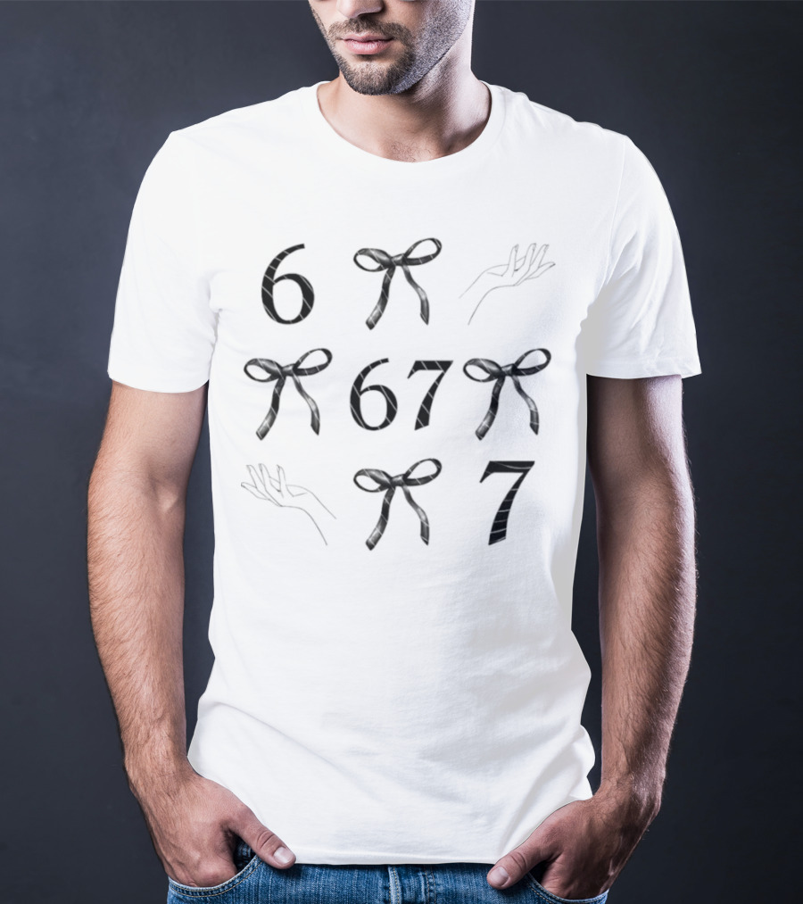 Six Seven 67 Bow Pattern Meme T-Shirt