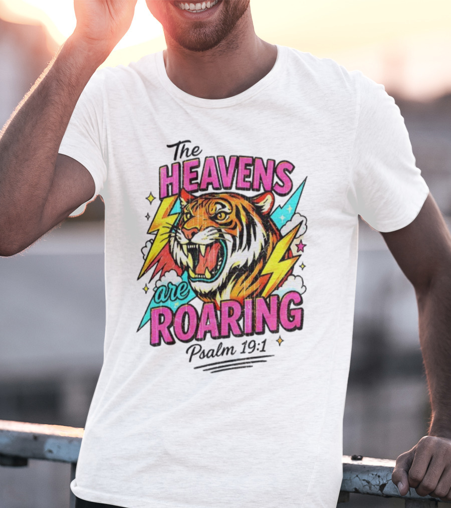 Tigers The Heavens Are Roaring Psalm 19:1 90s Style T-Shirt