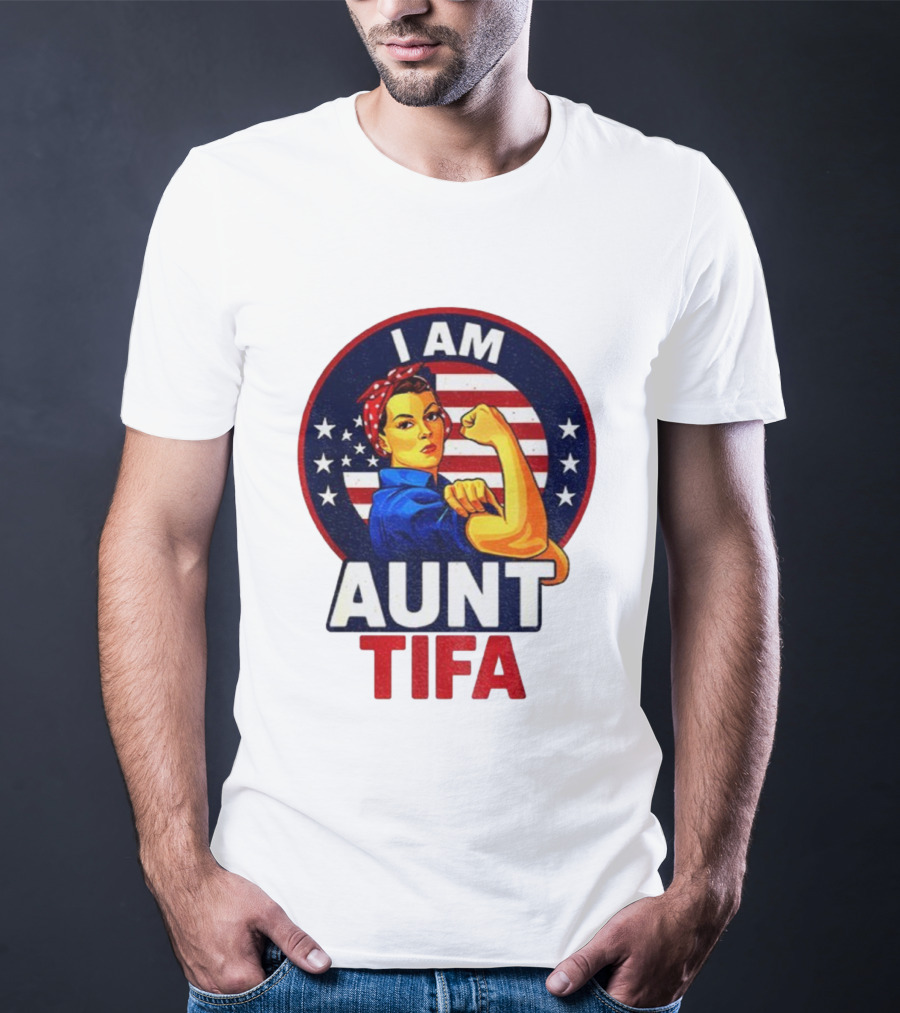 I Am Aunt Tifa Feminist Vintage American Flag T-Shirt