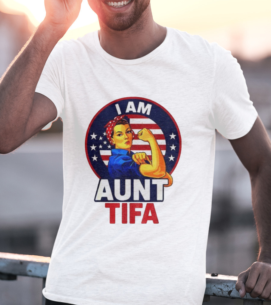 I Am Aunt Tifa Feminist Vintage American Flag T-Shirt