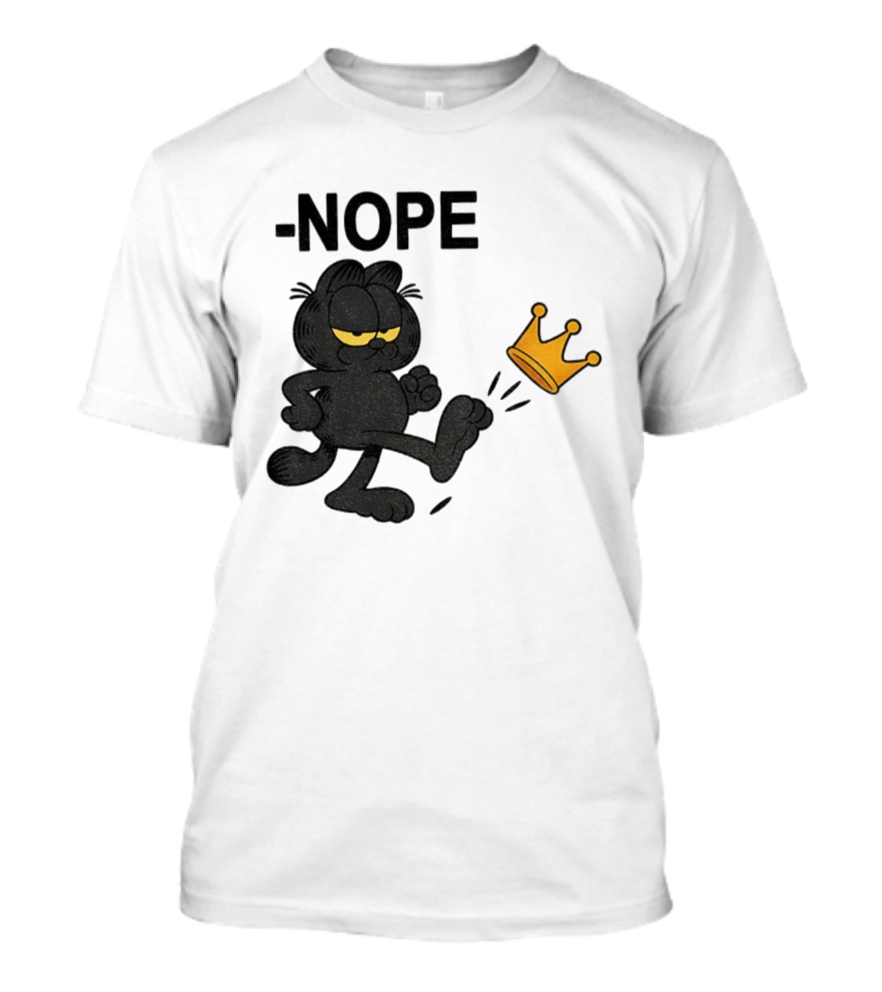 NOPE Black Cat Kicking Crown No Kings In America T-Shirt
