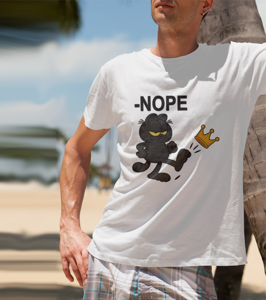 NOPE Black Cat Kicking Crown No Kings In America T-Shirt