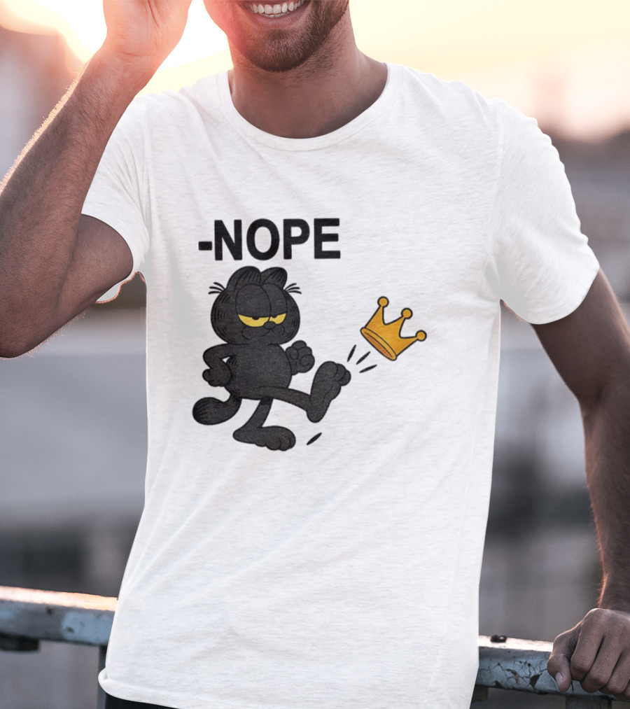 NOPE Black Cat Kicking Crown No Kings In America T-Shirt