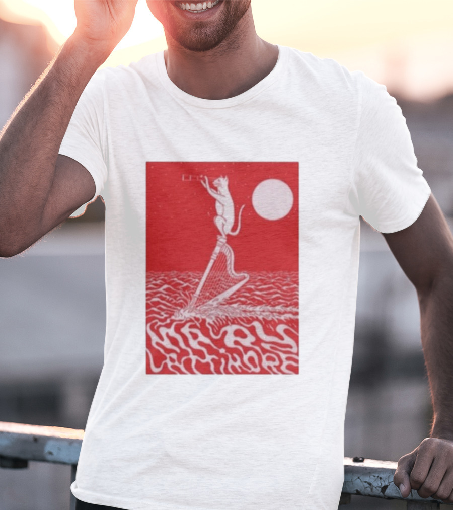 Mary Lattimore Harp Cat Under Full Moon T-Shirt