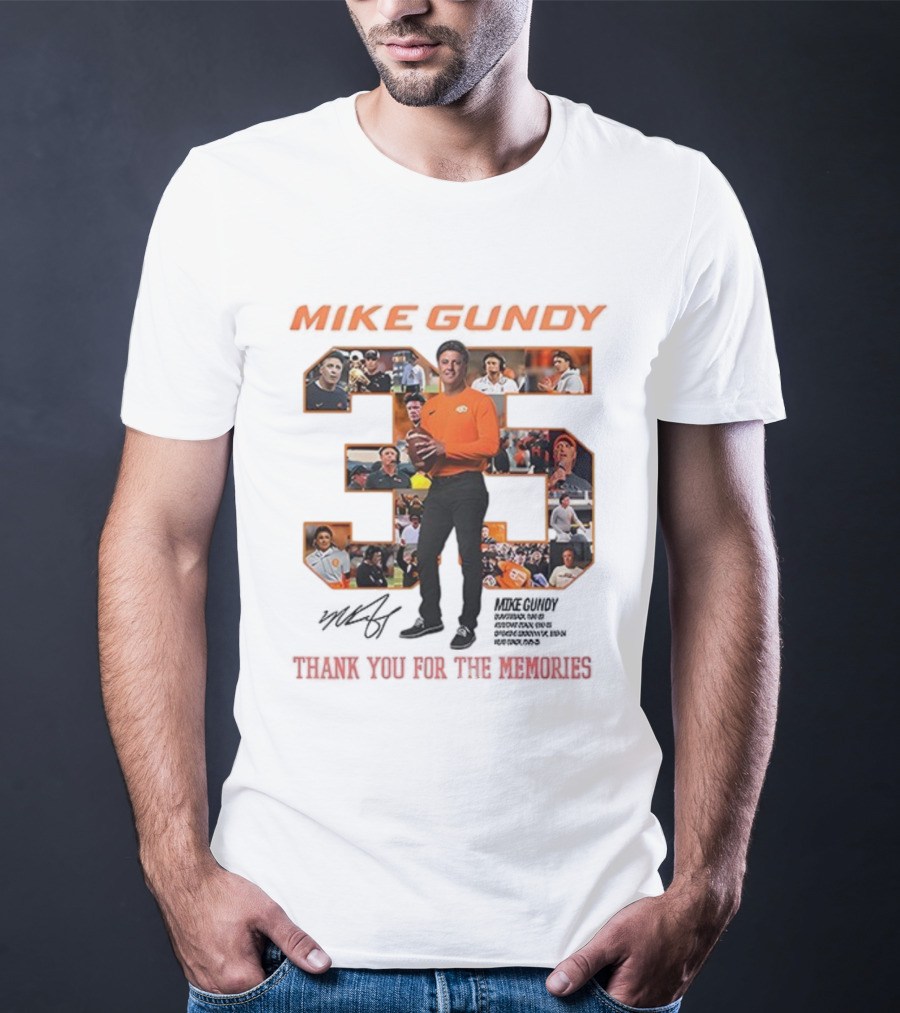 Mike Gundy 35 Years OSU Cowboy Football Thank You For The Memories T-Shirt