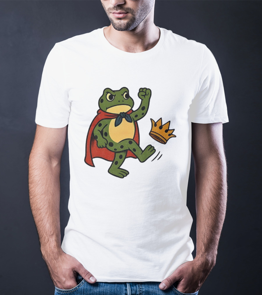 Portland Frog No Kings In America Anti Trump Kicking Crown T-Shirt