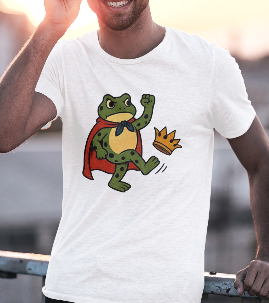 Portland Frog No Kings In America Anti Trump Kicking Crown T-Shirt