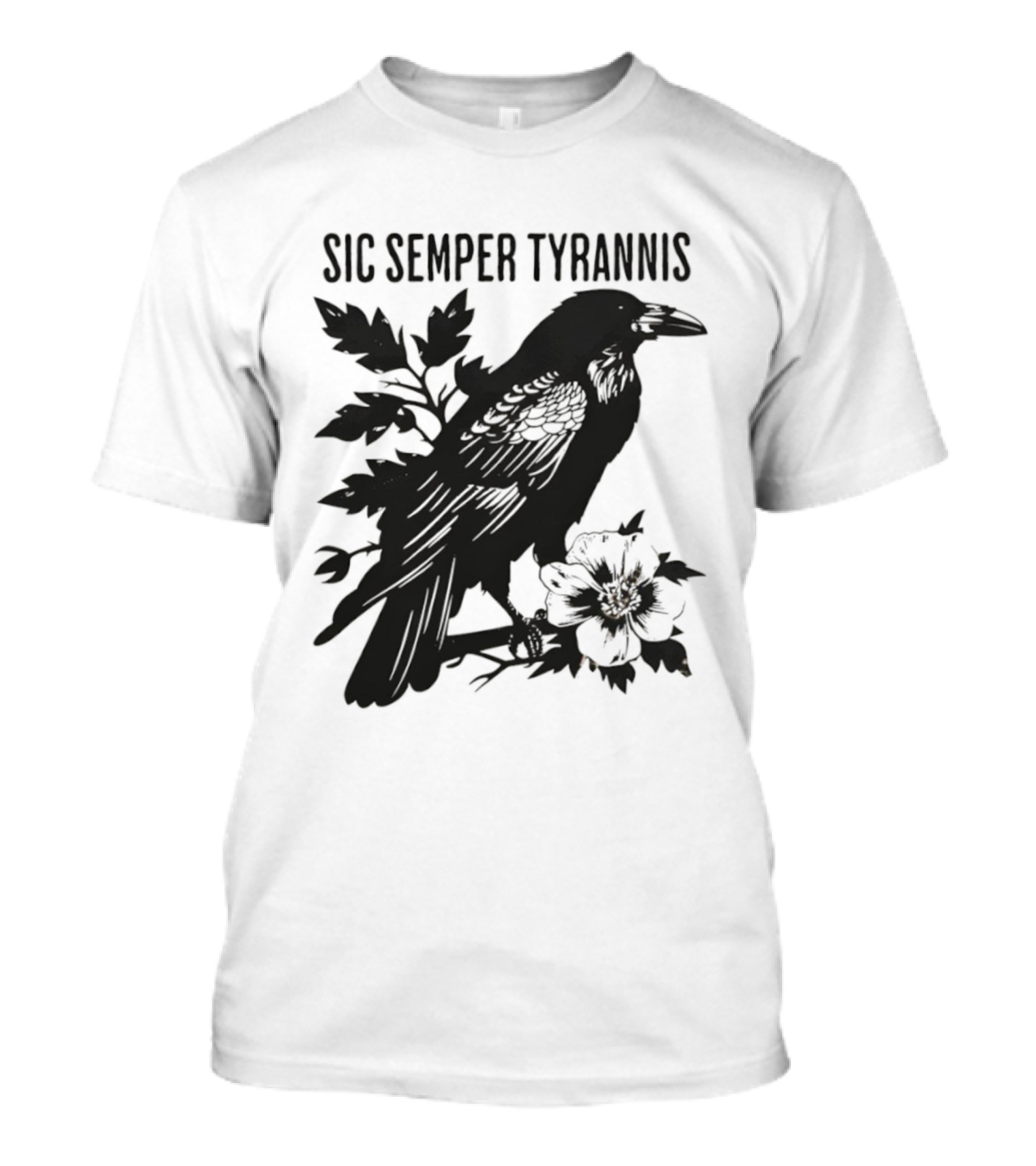 Sic Semper Tyrannis Raven With Leaves Graphic T-Shirt