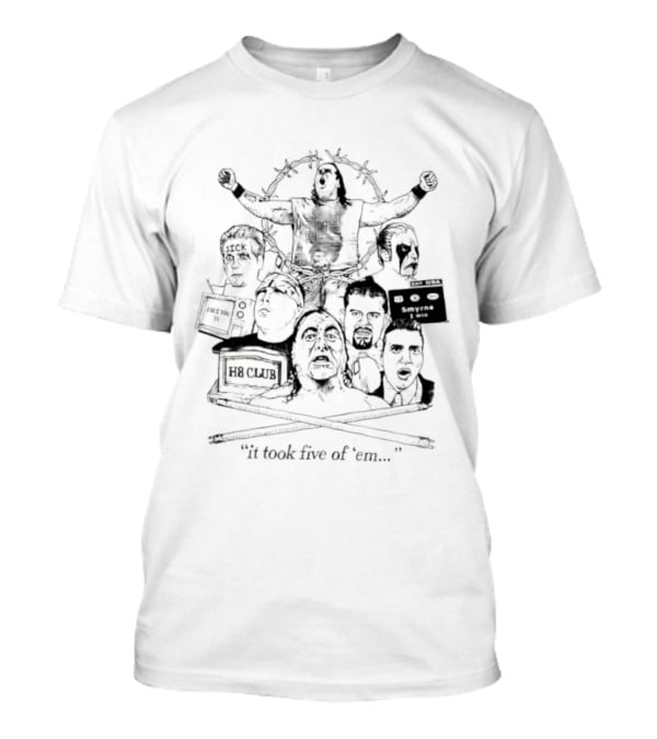 Zandig Jesus It Took Five Of Em Wrestling CZW Combat Zone Pro Wrestlers T-Shirt