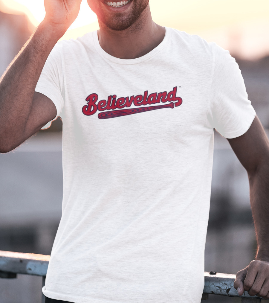 Believeland Baseball Bat Script Retro Theme T-Shirt