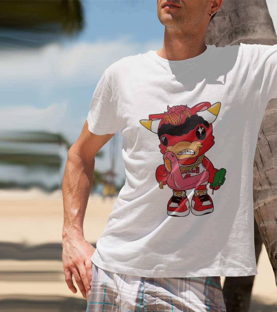 Benny The Bull Lil Benny 2025 Mascot Graphic Bulls Basketball Cartoon T-Shirt