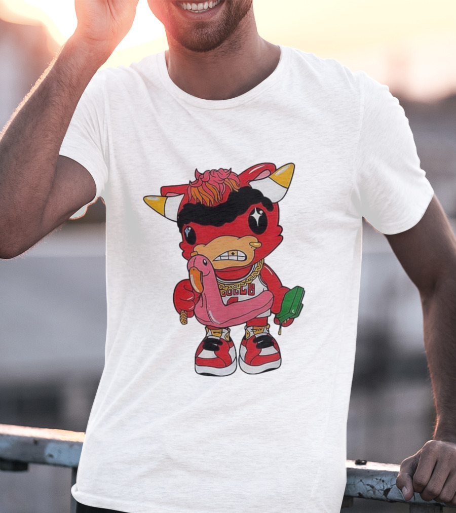 Benny The Bull Lil Benny 2025 Mascot Graphic Bulls Basketball Cartoon T-Shirt