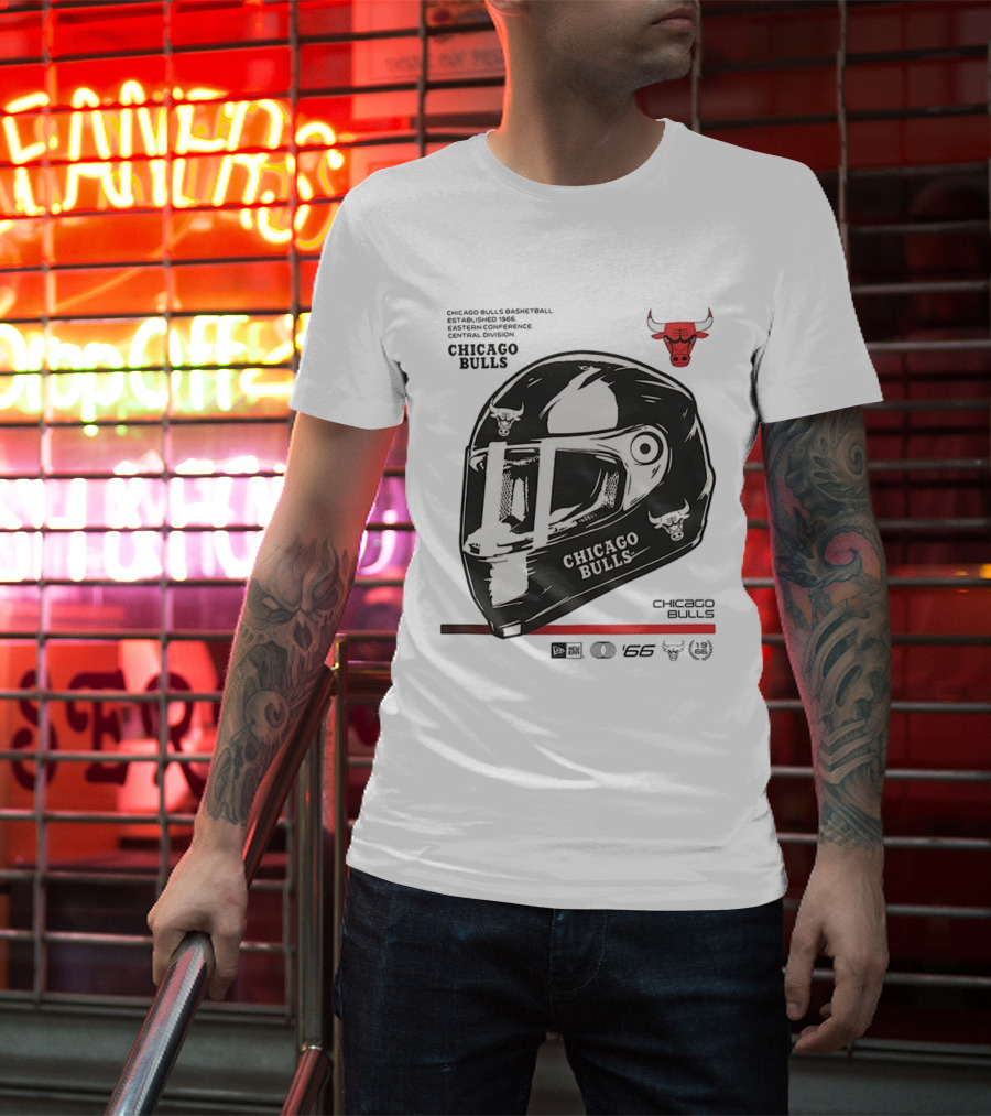 Chicago Bulls Basketball Est 1966 Eastern Conference Central Division Helmet T-Shirt