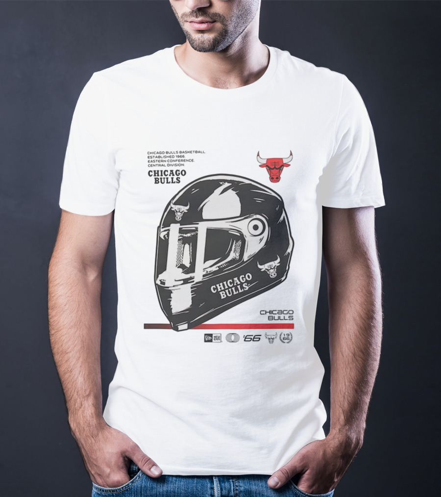 Chicago Bulls Basketball Est 1966 Eastern Conference Central Division Helmet T-Shirt