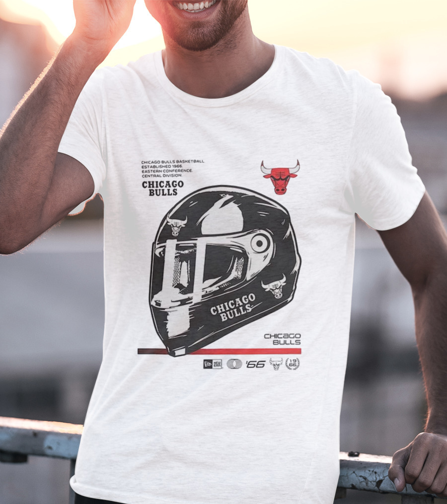 Chicago Bulls Basketball Est 1966 Eastern Conference Central Division Helmet T-Shirt