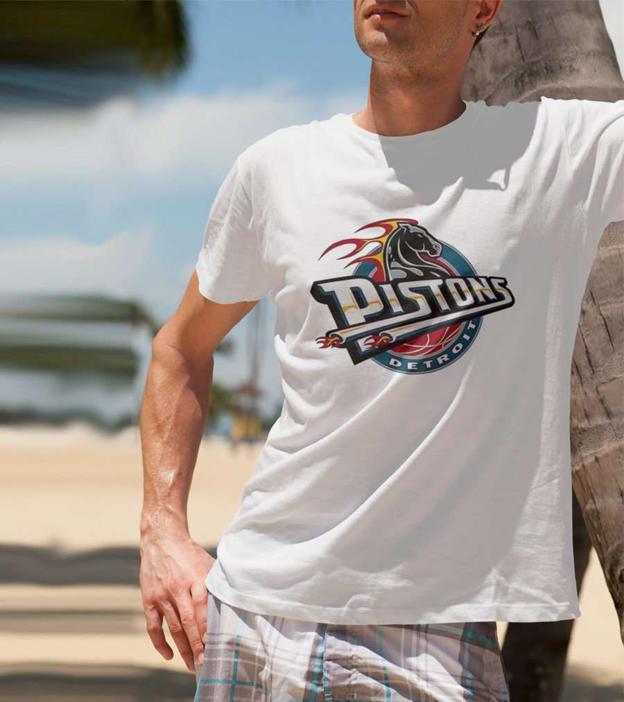 Detroit Pistons Retro Fire Horse Emblem T-Shirt