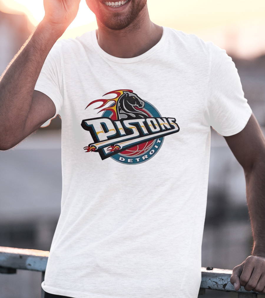 Detroit Pistons Retro Fire Horse Emblem T-Shirt