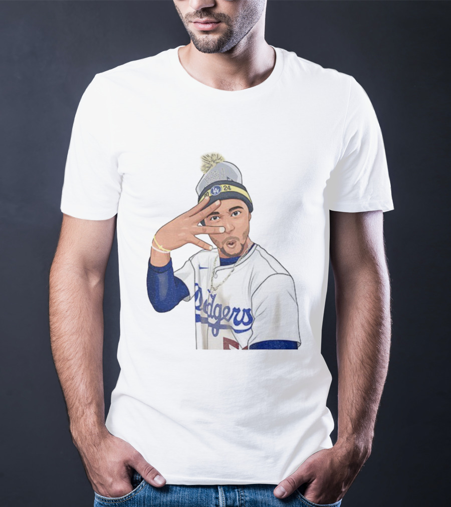 Mookie Betts Los Angeles Dodgers Pom-Pom Beanie Baseball 2024 T-Shirt