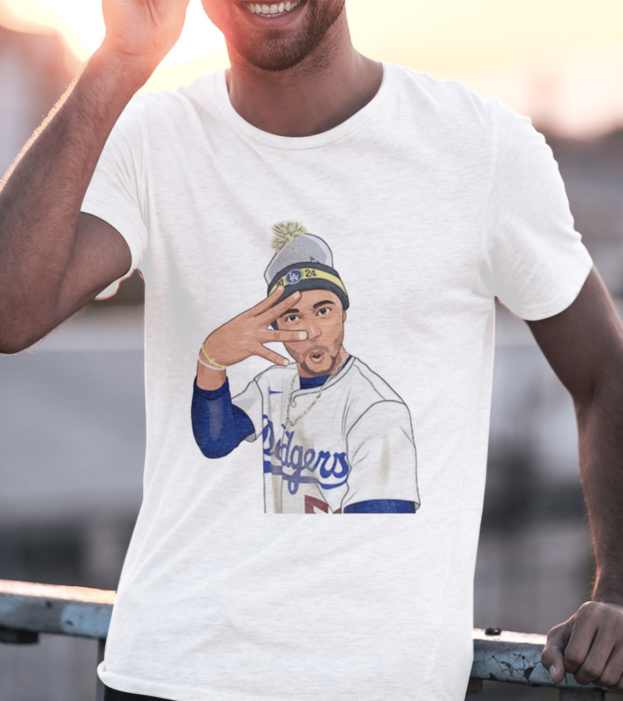 Mookie Betts Los Angeles Dodgers Pom-Pom Beanie Baseball 2024 T-Shirt