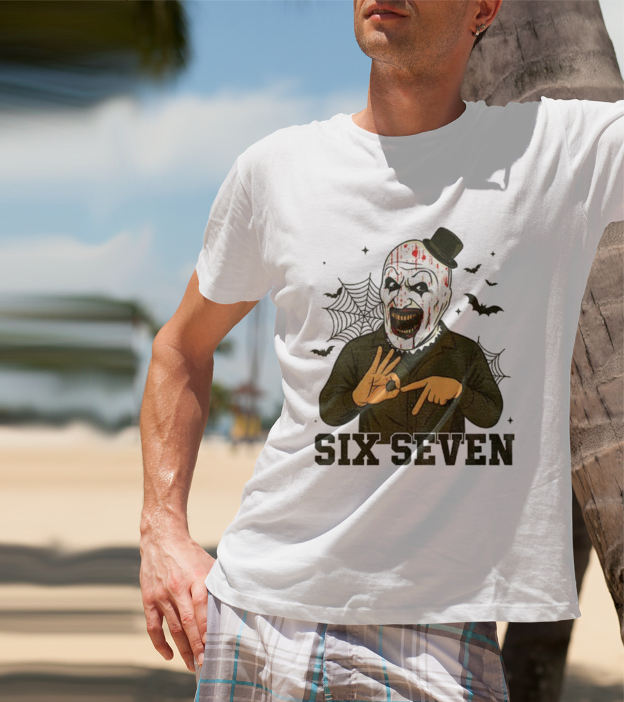 Terrifier Bundle Funny Halloween Six Seven Creepy Clown Costume T-Shirt