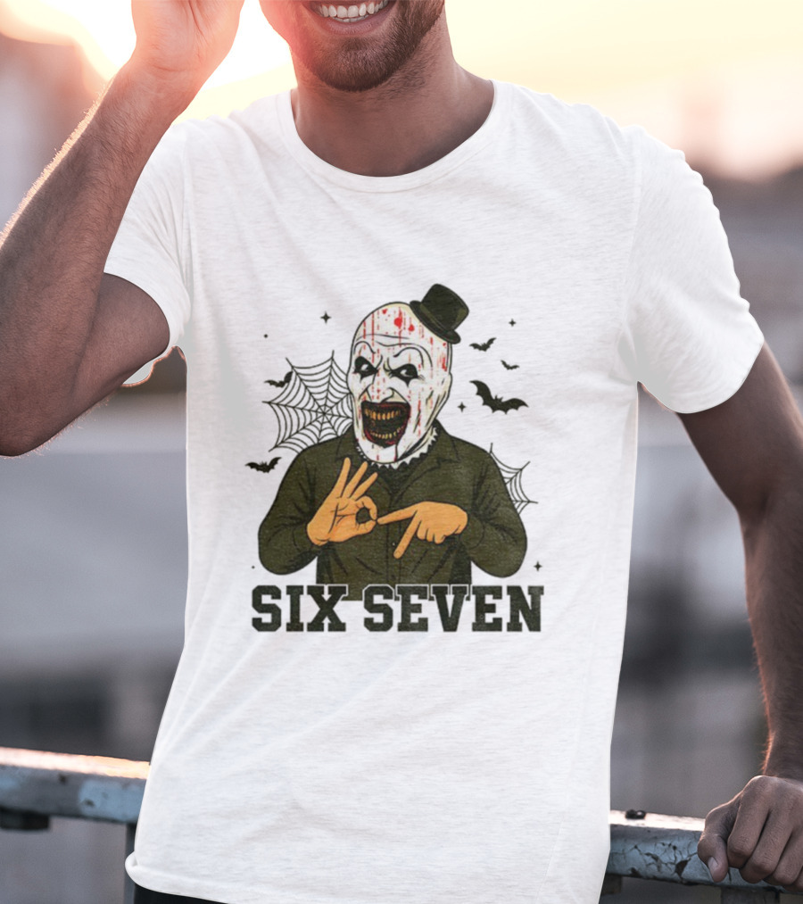 Terrifier Bundle Funny Halloween Six Seven Creepy Clown Costume T-Shirt