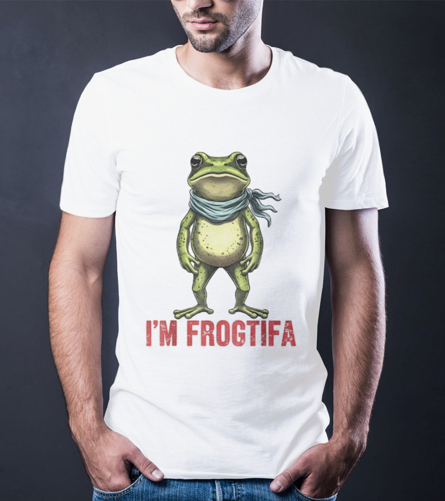 Portland Freedom Frog I’m Frogtifa Anti-ICE Resistance Scarf-Wearing Frog T-Shirt